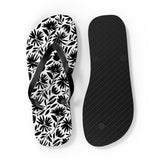 Black Flower Flip Flops