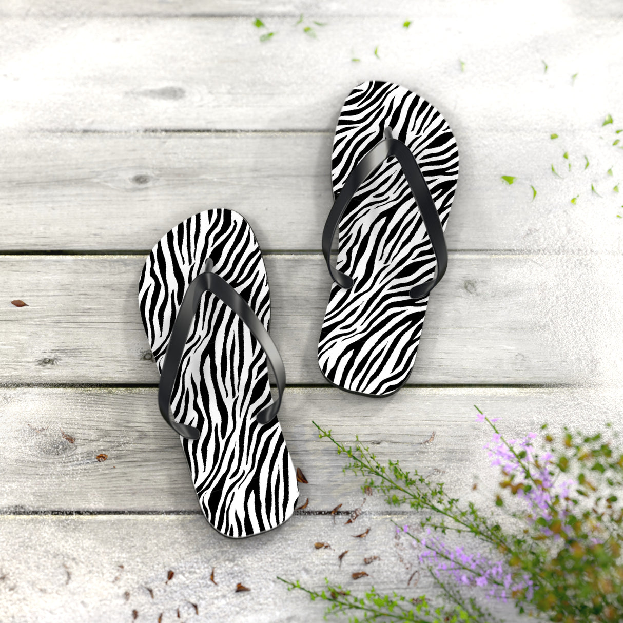 Zebra Flip Flops