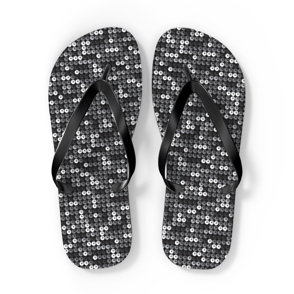 Black Sequin Flip Flops