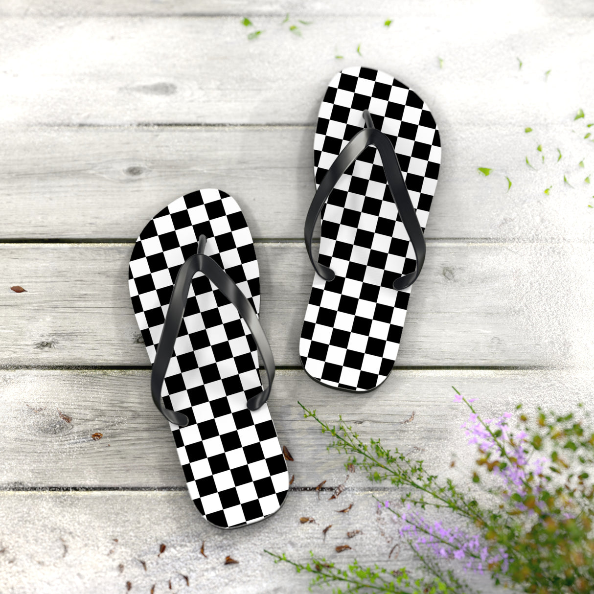 Black Square Flip Flops