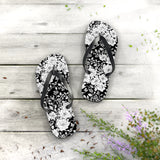 Black Floral Flip Flops