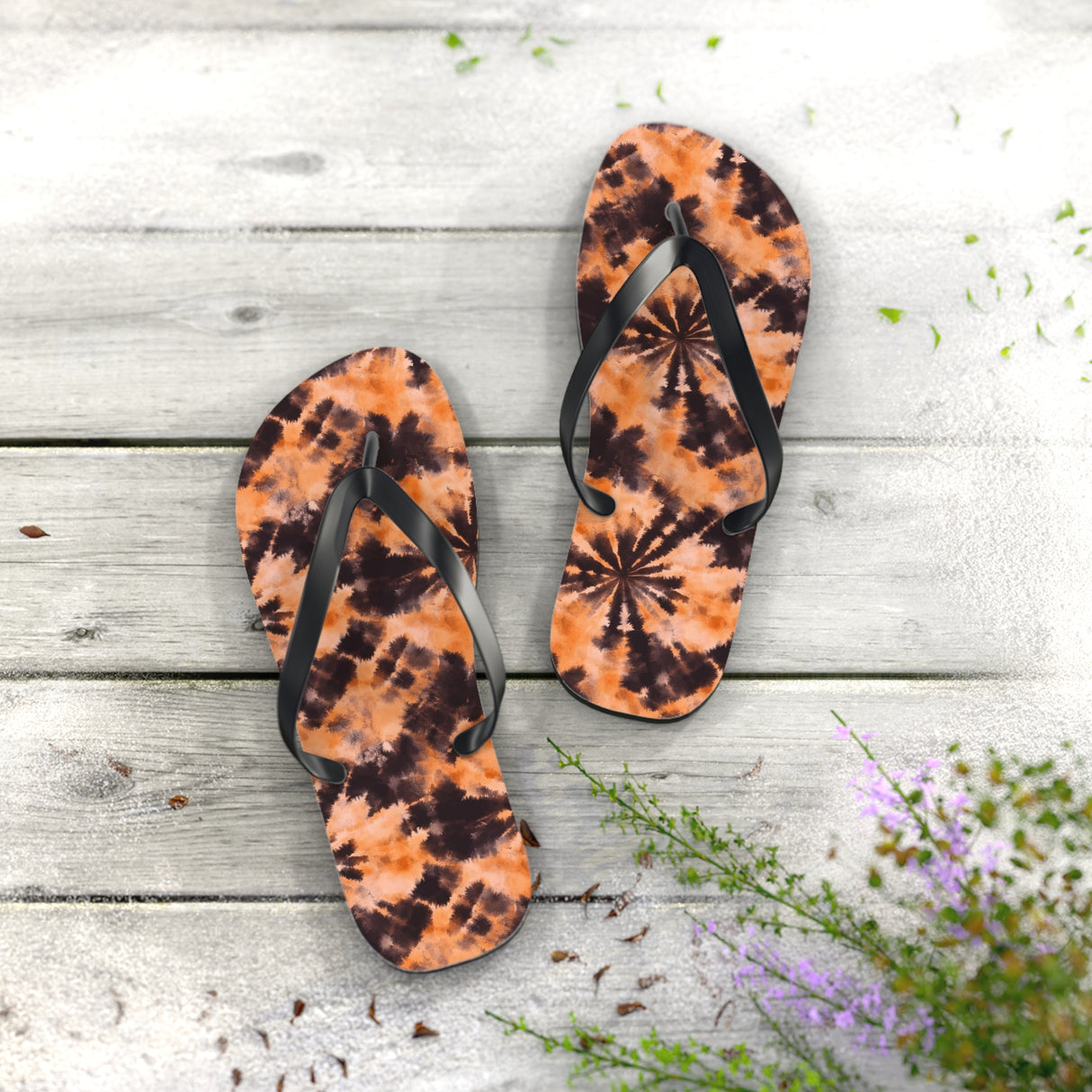 Orange Tie Dye Flip Flops