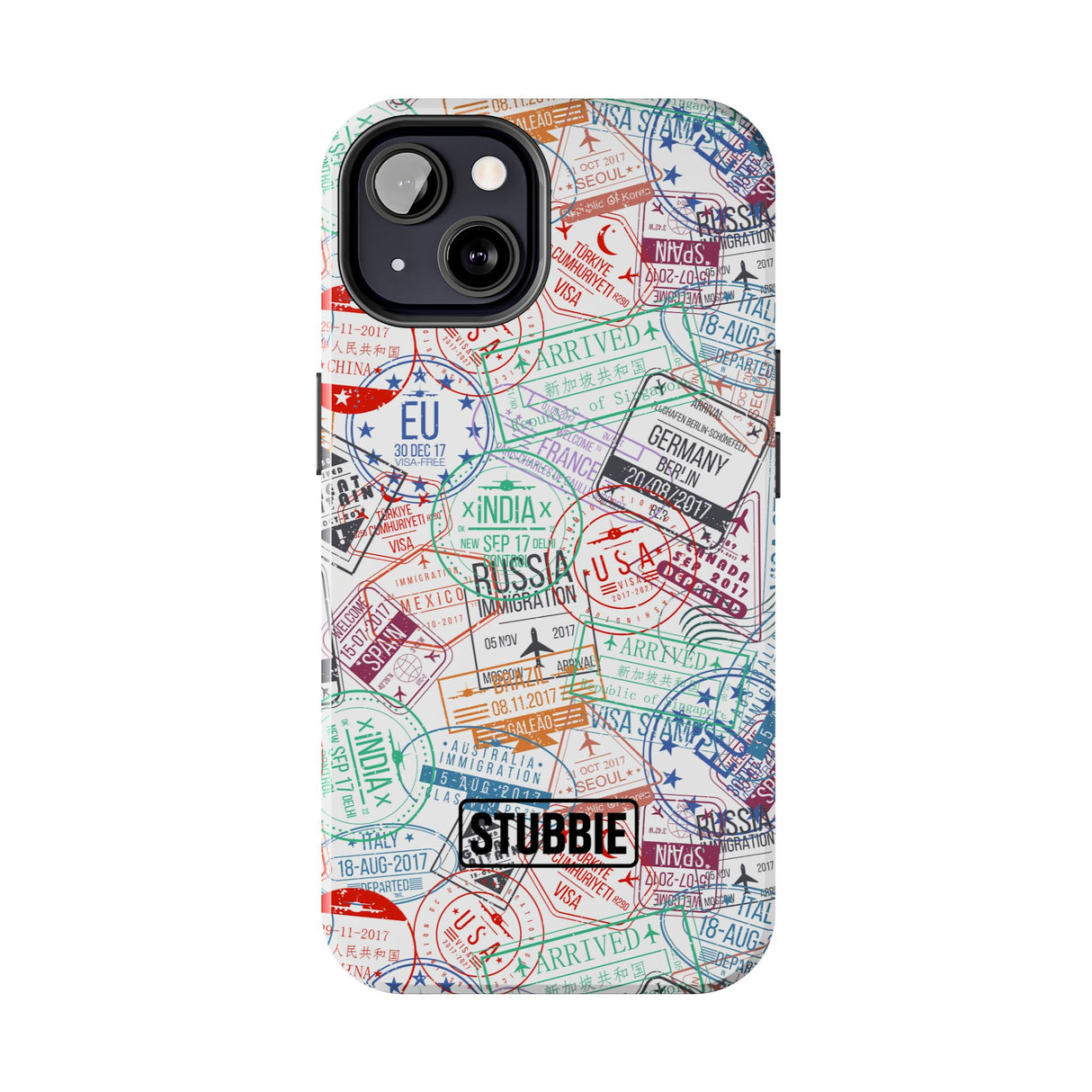 STUBBIE Phone Case for Apple iPhone - Travel Stamp Stubbie
