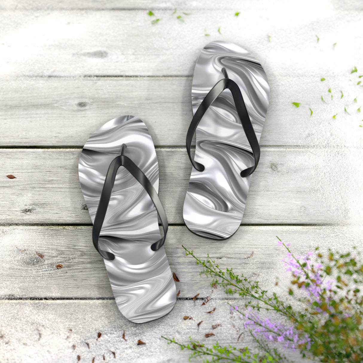 Silver Flip Flops