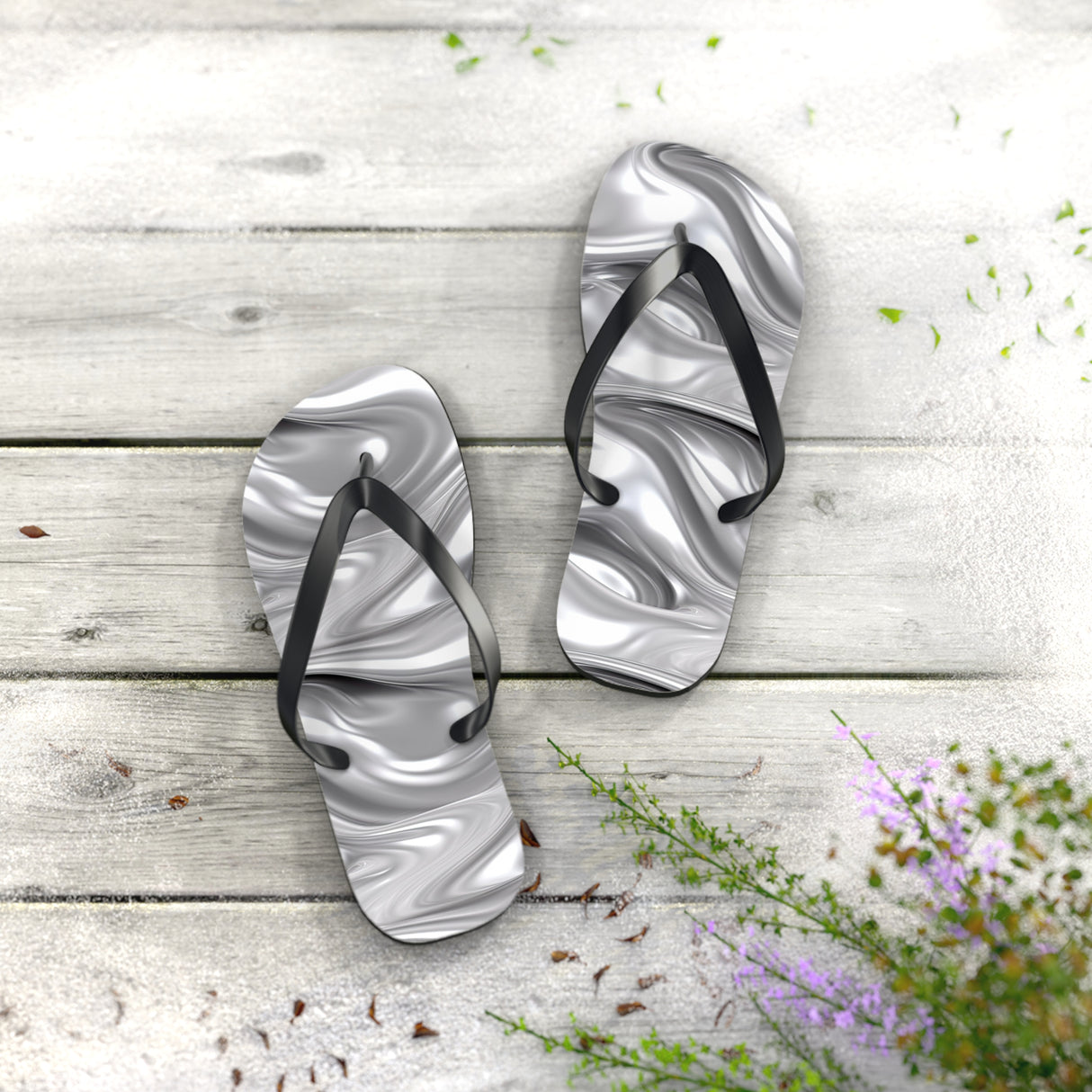 Silver Flip Flops