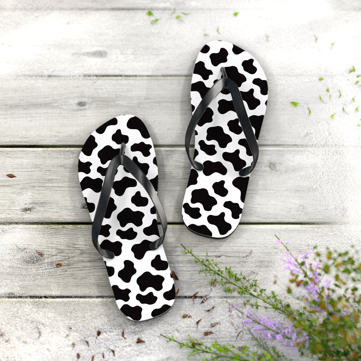 Cow Print Flip Flops