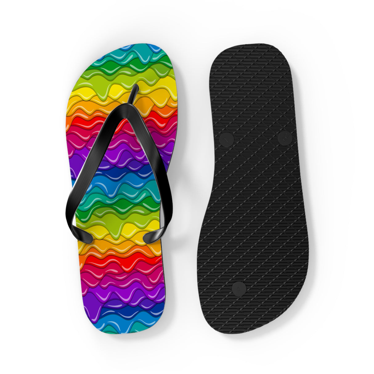Dripping Rainbow Flip Flops