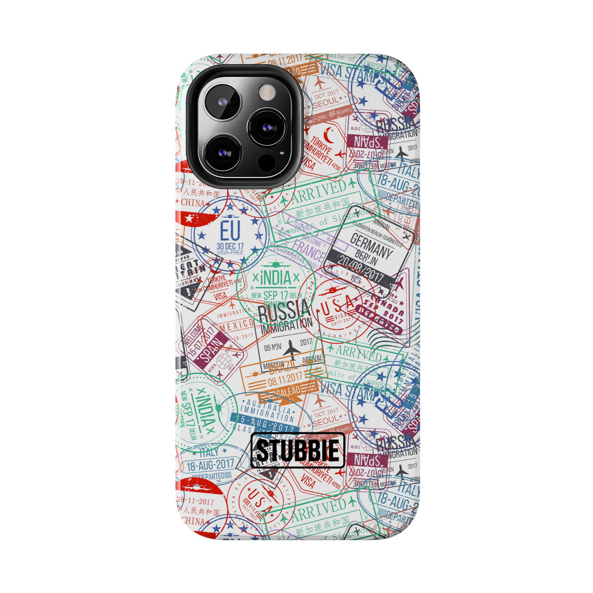 STUBBIE Phone Case for Apple iPhone - Travel Stamp Stubbie