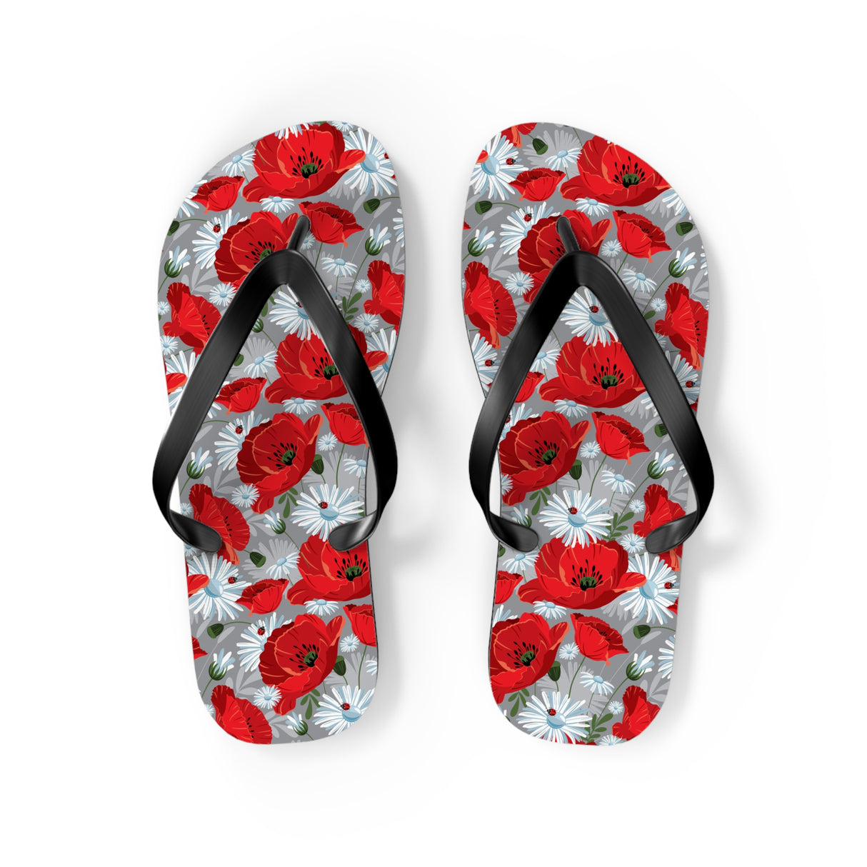 Red Flower Flip Flops