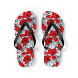 Red Flower Flip Flops