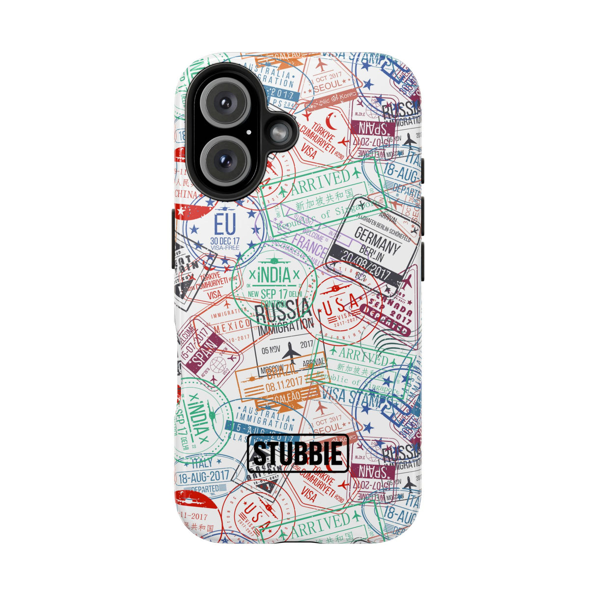 STUBBIE Phone Case for Apple iPhone - Travel Stamp Stubbie