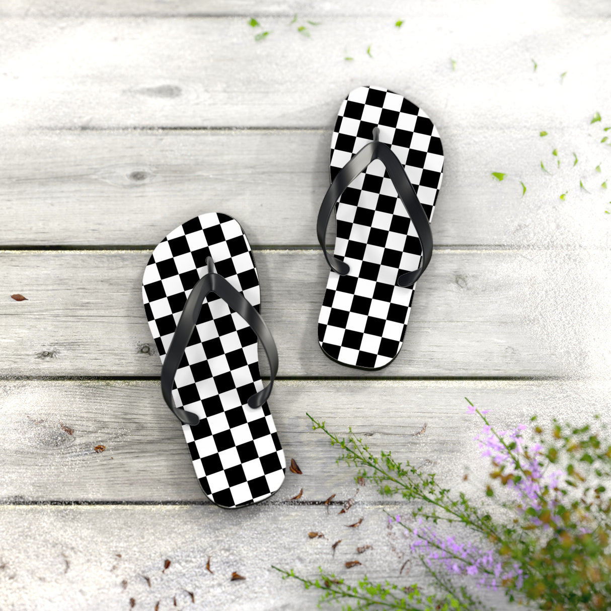 Black Square Flip Flops