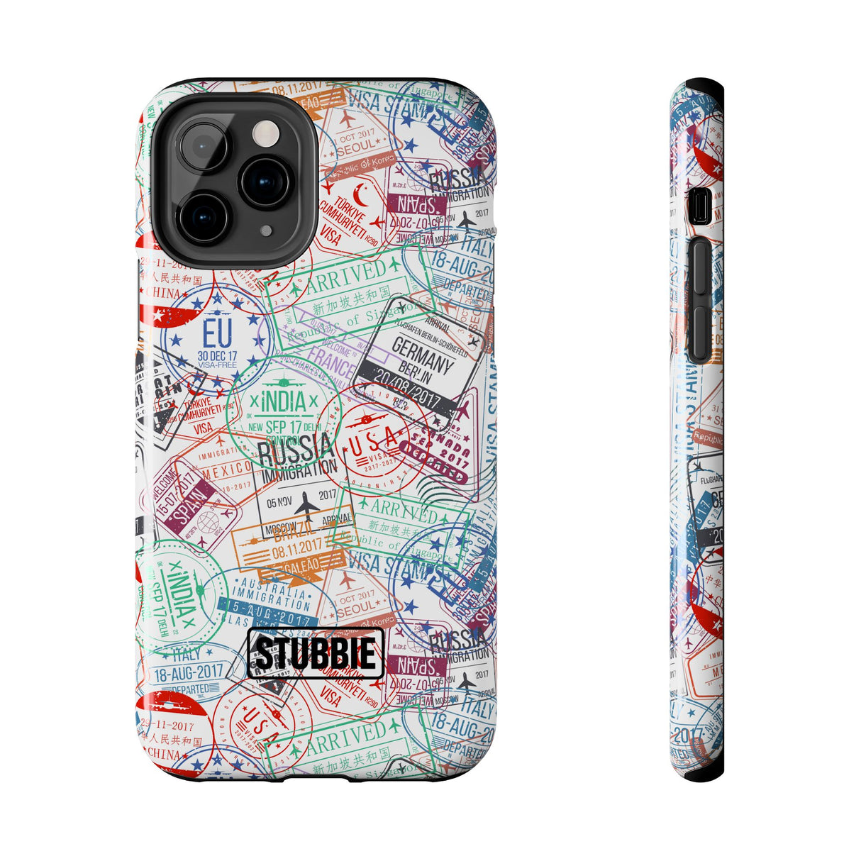 STUBBIE Phone Case for Apple iPhone - Travel Stamp Stubbie