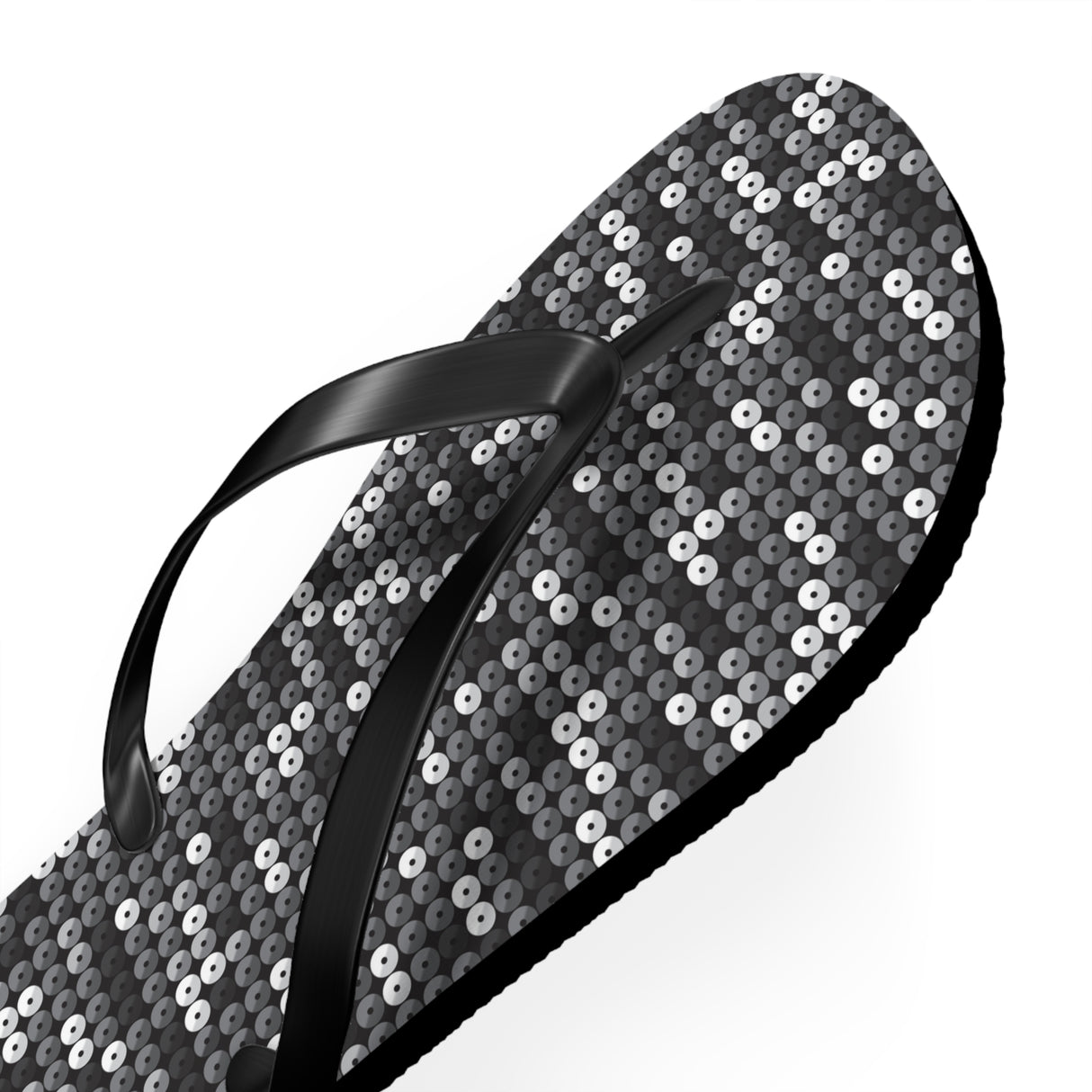 Black Sequin Flip Flops