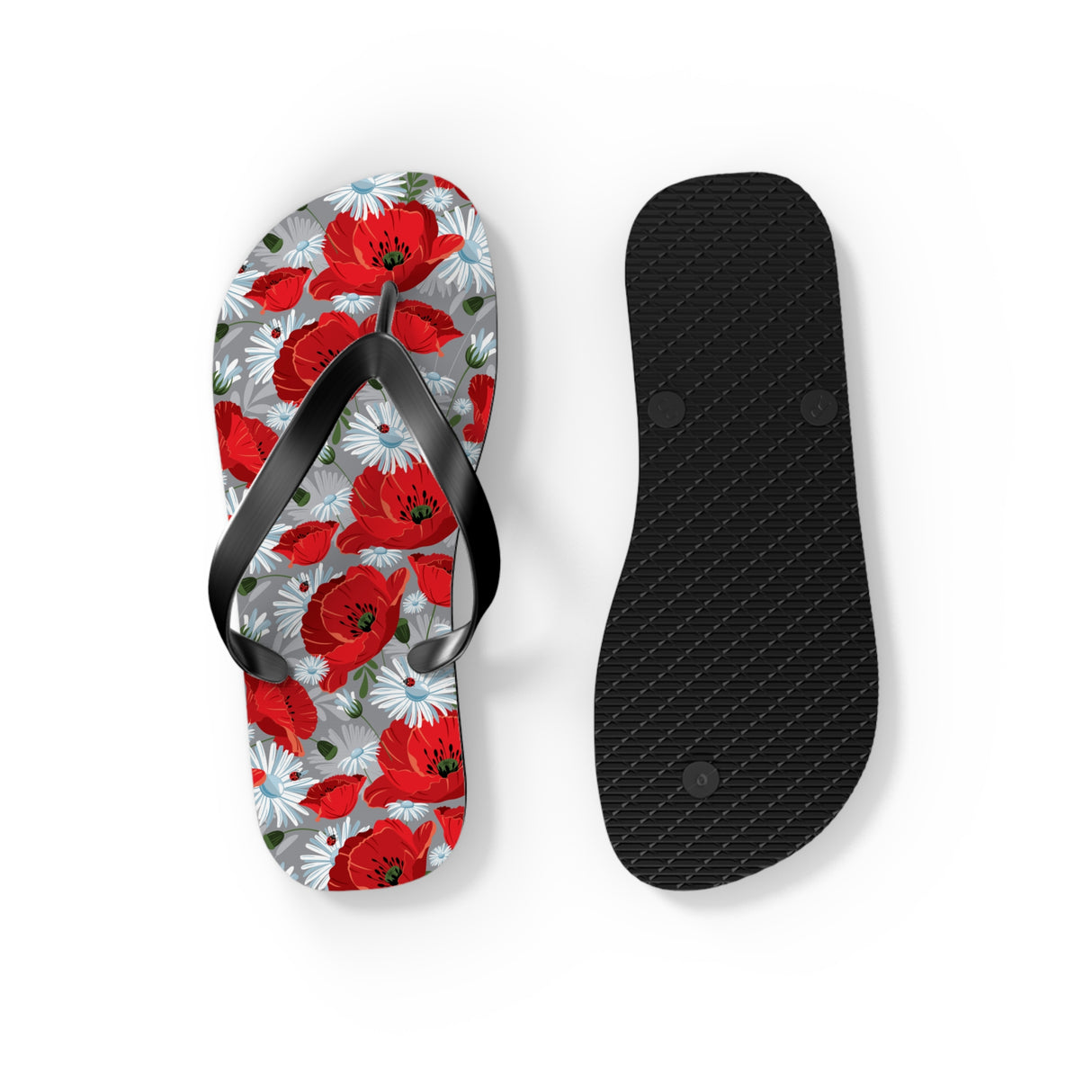 Red Flower Flip Flops