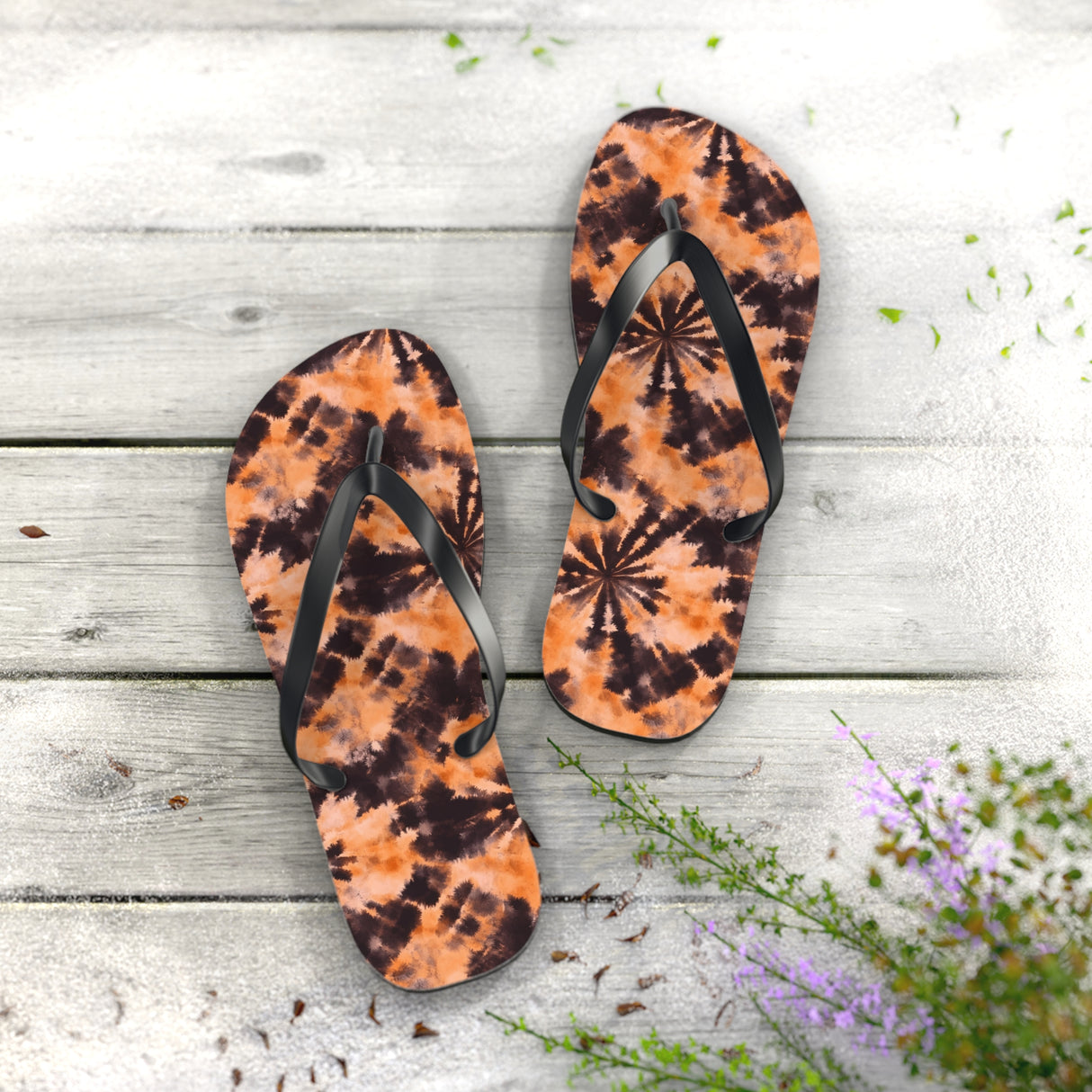 Orange Tie Dye Flip Flops