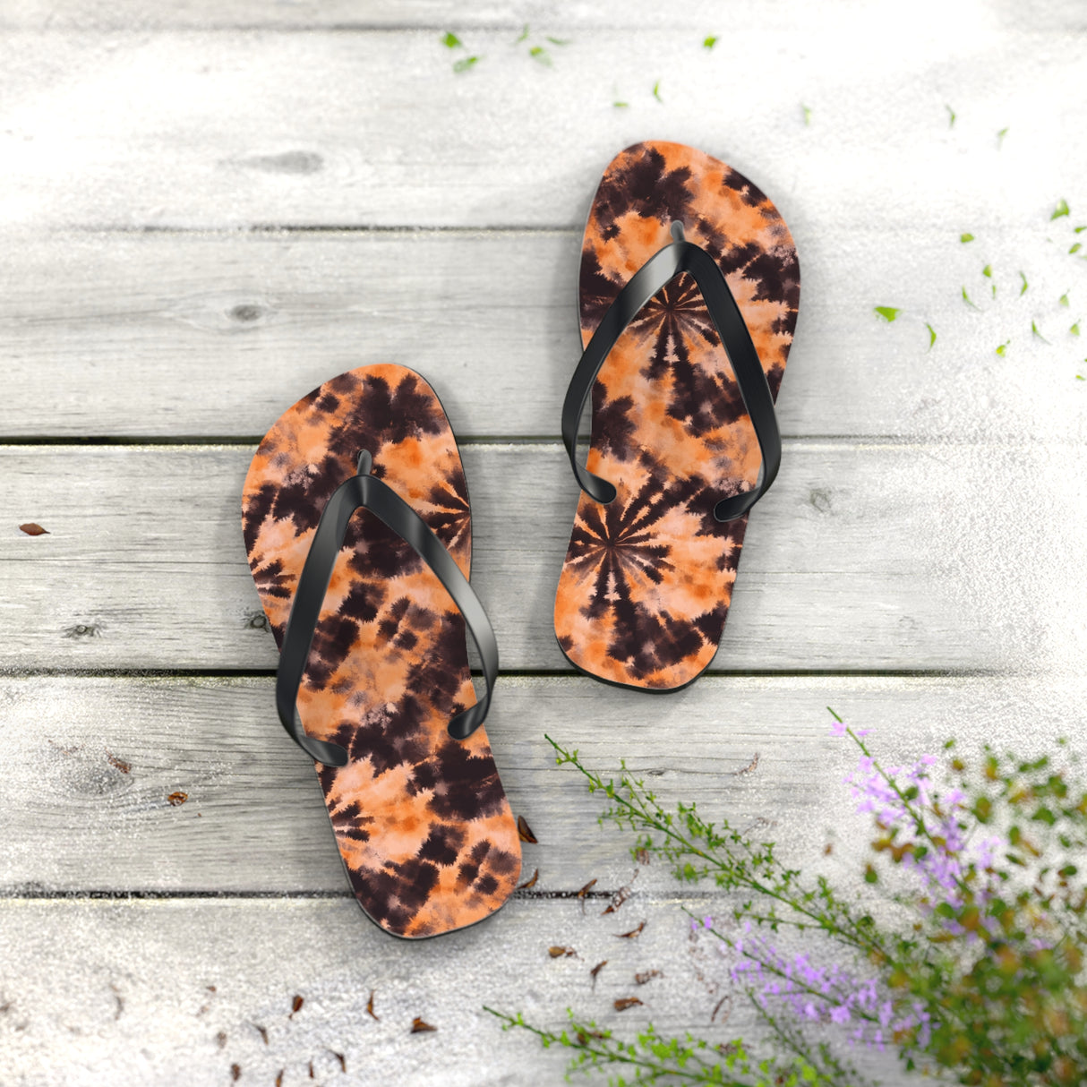 Orange Tie Dye Flip Flops