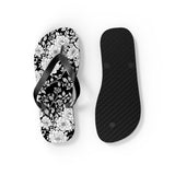 Black Floral Flip Flops